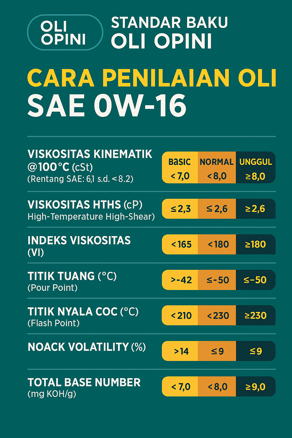 STANDAR BAKU OLI OPNI SAE 0W-16